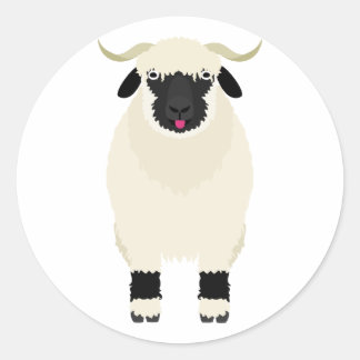 Tongue Out Valais Black Nose Sheep Classic Round Sticker