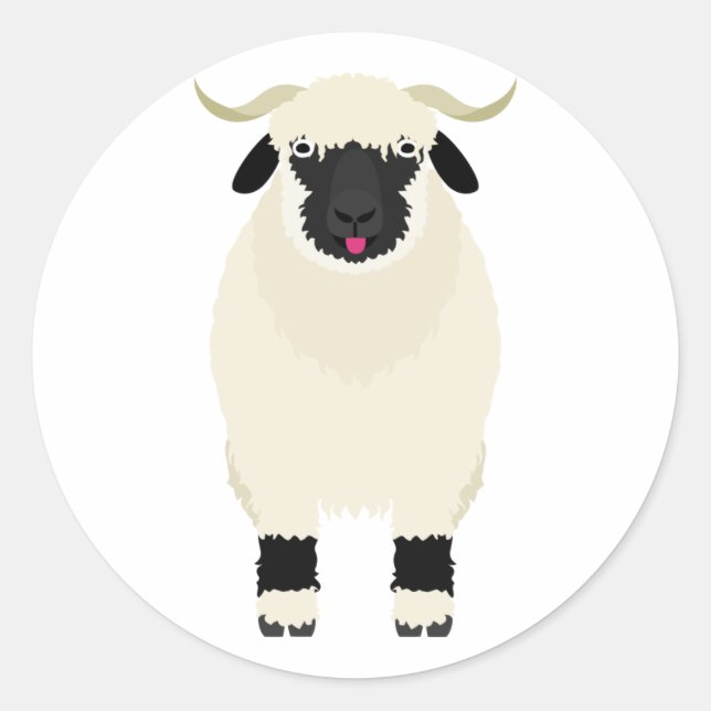 Tongue Out Valais Black Nose Sheep Classic Round Sticker (Front)