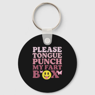 Tongue Punch My Fart Box Funny Kawaii Quote Keychain