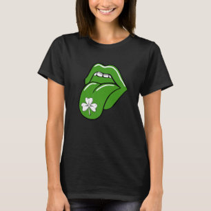 Tongue Shamrock Green Lips St Patrick's Day T-Shirt