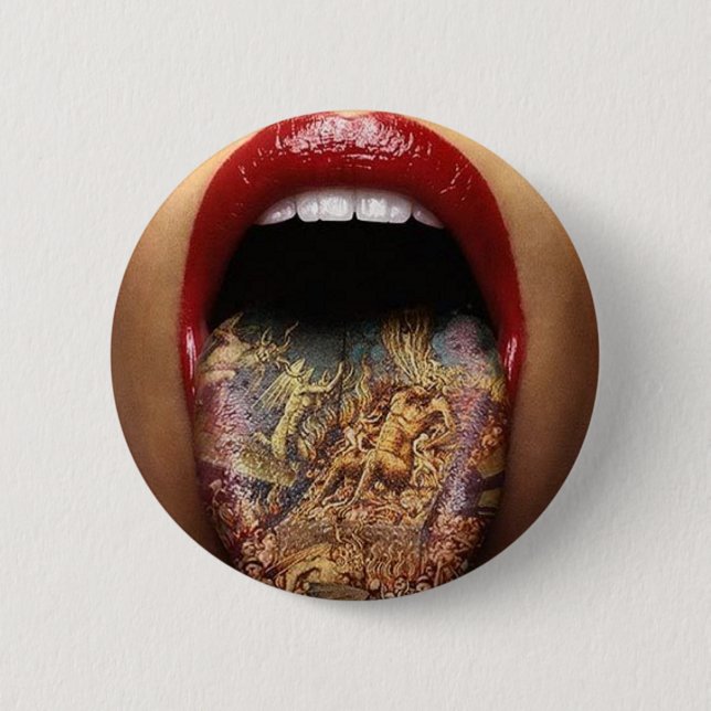 tongue tattoo design 2 inch round button (Front)