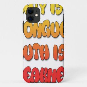 Tongue Tied: Funny Tongue Quote Colourful Text Art iPhone 11 Case