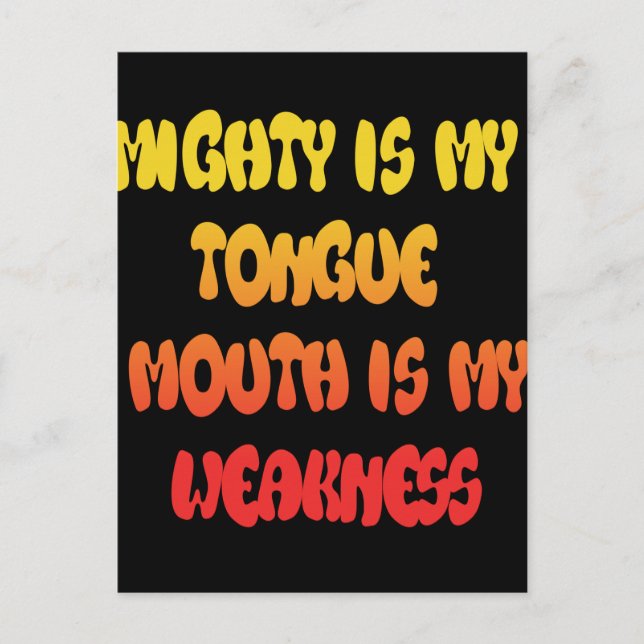 Tongue Tied: Funny Tongue Quote Colourful Text Art Postcard (Front)