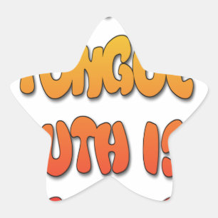 Tongue Tied: Funny Tongue Quote Colourful Text Art Star Sticker