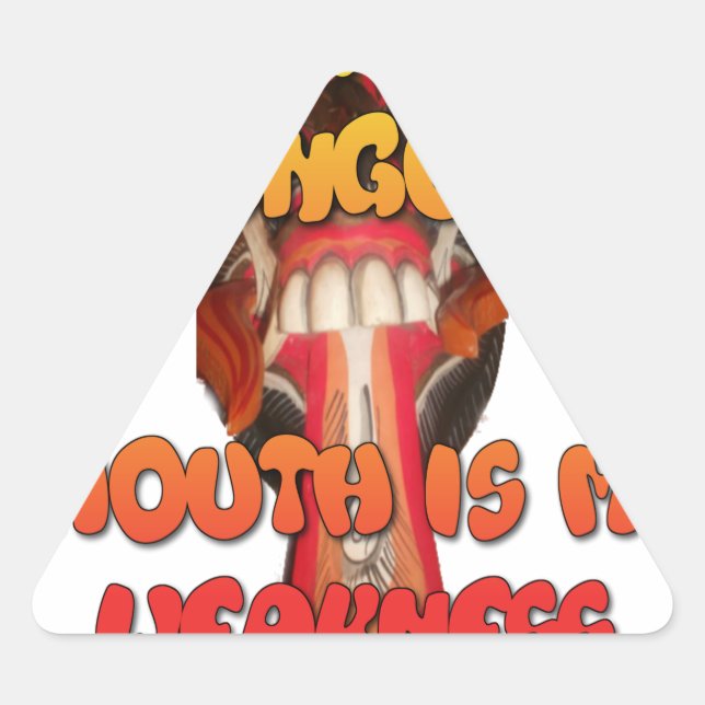 Tongue Tied: Funny Tongue Quote Colourful Text Art Triangle Sticker (Front)