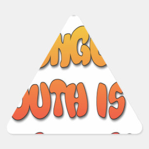 Tongue Tied: Funny Tongue Quote Colourful Text Art Triangle Sticker