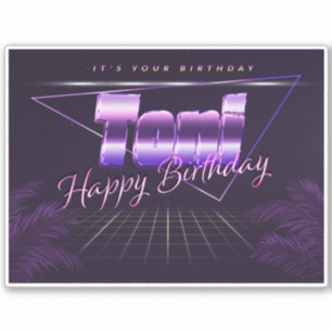 Toni Name First name lila retro Sticker Birthday