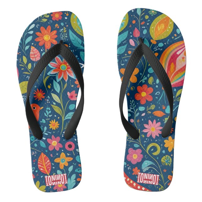 TONI ORIGINAL – Floral Artistic Summer Flip Flops (Footbed)