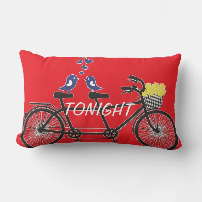 Tonight - Not Tonight - Love birds on bike -Pillow Lumbar Pillow (Front)