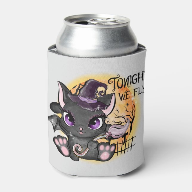 Tonight We Fly – Black Witch Cat Can Cooler (Can Front)