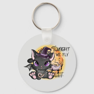 Tonight We Fly – Black Witch Cat Keychain