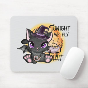 Tonight We Fly – Black Witch Cat Mouse Pad