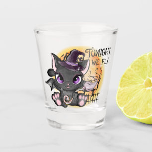 Tonight We Fly – Black Witch Cat Shot Glass