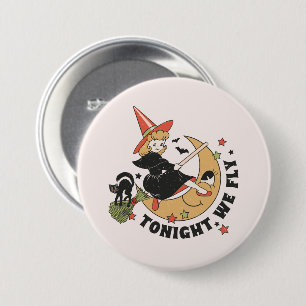Tonight We Fly – Cute Witch and Black Cat 3 Inch Round Button
