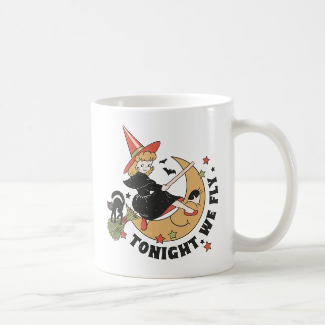 Tonight We Fly – Cute Witch and Black Cat Coffee Mug (Right)