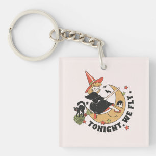 Tonight We Fly – Cute Witch and Black Cat Keychain