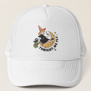 Tonight We Fly – Cute Witch and Black Cat Trucker Hat