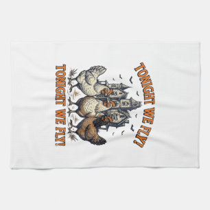 Tonight We Fly Funny Chicken Halloween Shirt Desig Kitchen Towel