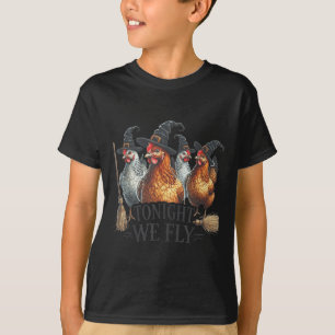 Tonight We Fly Funny Witch Chicken Halloween Costu T-Shirt