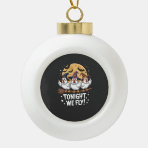 Tonight We Fly Halloween Chicken Ceramic Ball Christmas Ornament