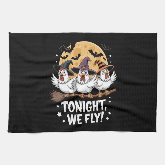 Tonight We Fly Halloween Chicken Kitchen Towel (Horizontal)
