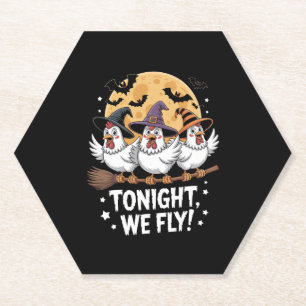 Tonight We Fly Halloween Chicken Paper Coaster
