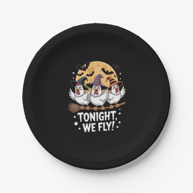 Tonight We Fly Halloween Chicken Paper Plate (Front)