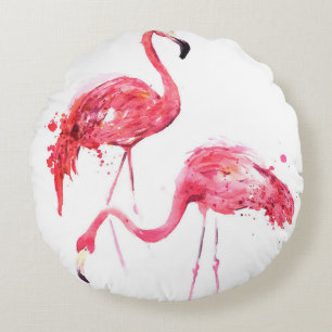toning vintage under palm trees against a blue sky round pillow