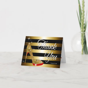 Tonja Glitter Stiletto Thank You   gold Card