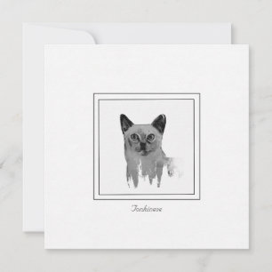 Tonkinese Black and White Illustration Note Card