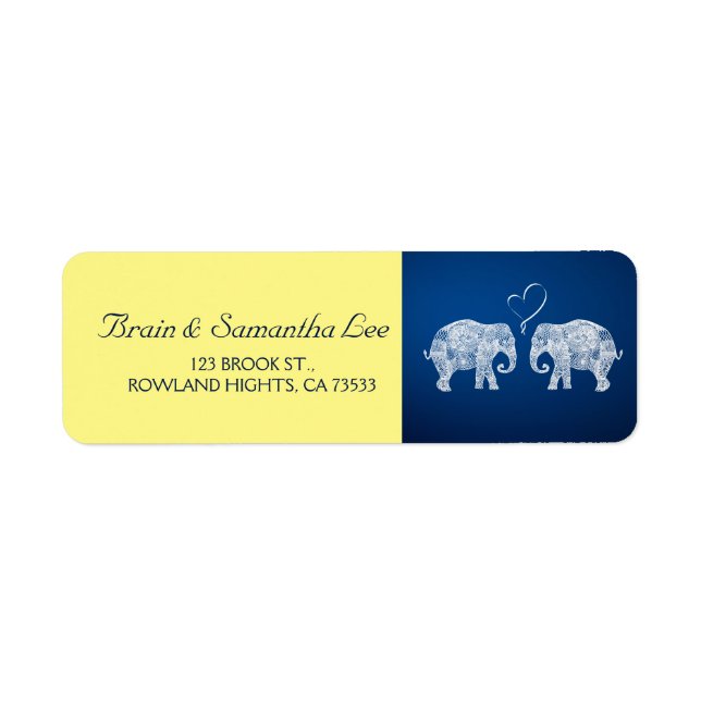 TONNES D'AMOUR | Mariage éléphant bleu et jaune (Devant)