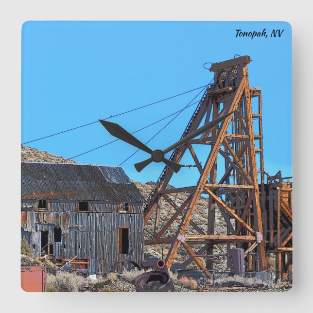 Tonopah Nevada Square Wall Clock (Front)