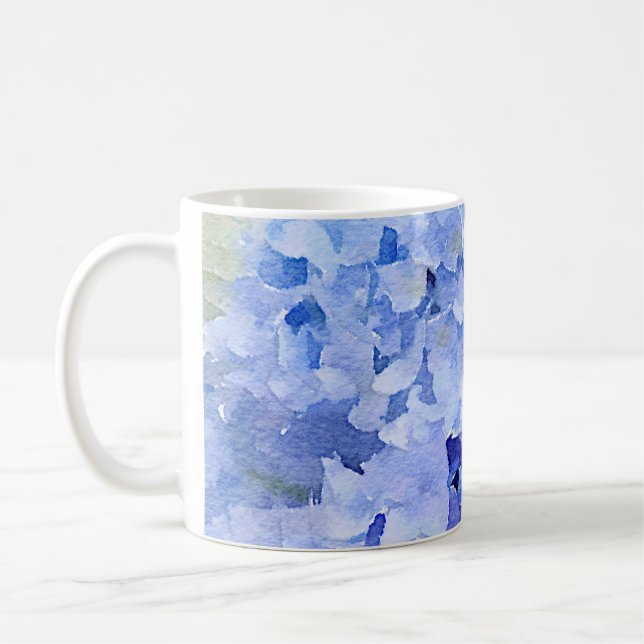 Tons bleus et périwinkle hydrangea tasse à café (Gauche)