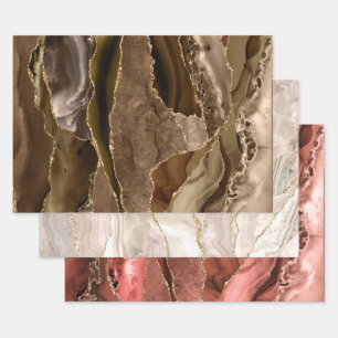 Tons Brown agate feuilles papier d'emballage