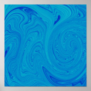 Tons De Bleu Liquide Art Chic Poster Abstrait