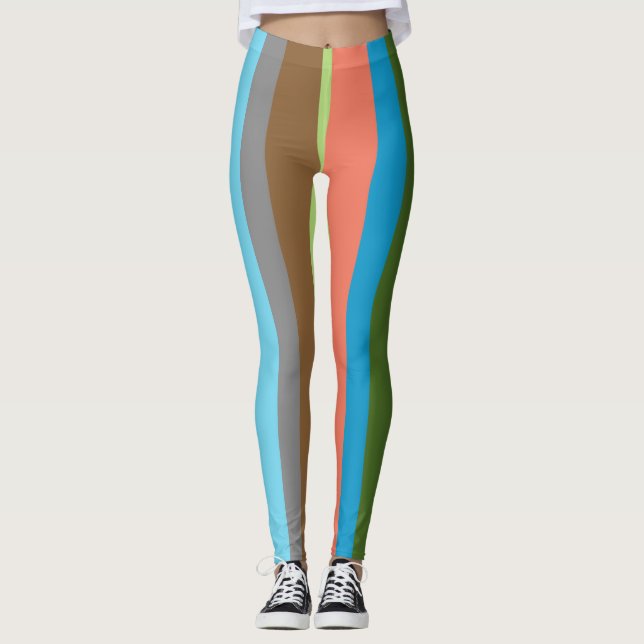 Tons de couleur chauds leggings rayés (Devant)