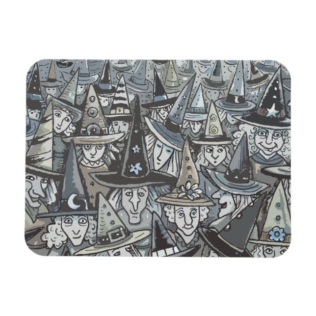 TONS DE HALLOWEEN WITCH GRIS RASSEMBLANT MAGNET (Horizontal)