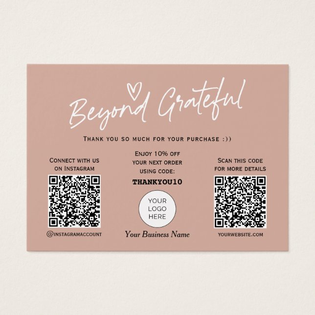 Tons de la Terre Script moderne code QR carte de r (Devant)