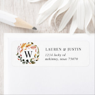 Tons d'octobre monogramme floral Retourner l'adres