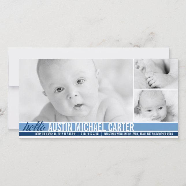 Tons modernes Baby Boy Faire-part de naissance (Devant)