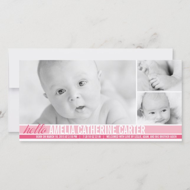 Tons modernes Faire-part de naissance bébé fille (Devant)