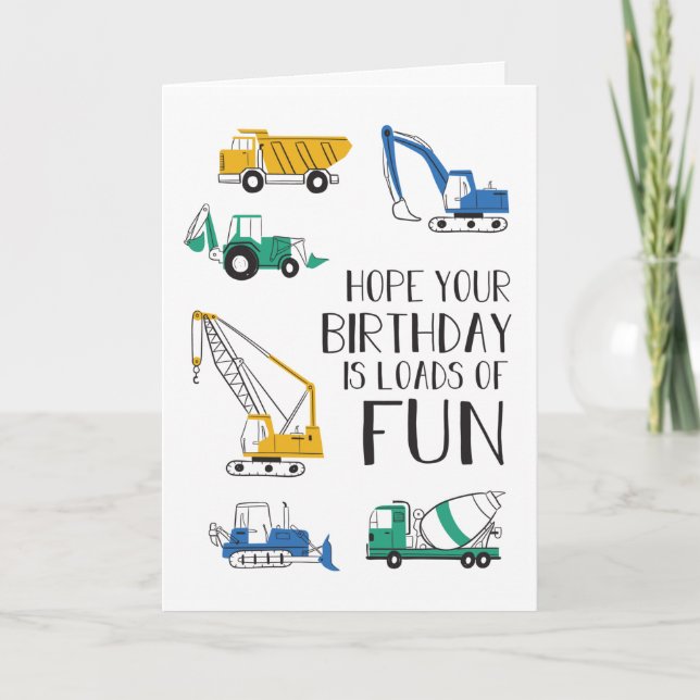 Tons of Fun Construction Birthday Card (Front)