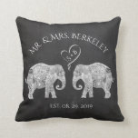 TONS OF LOVE | Elephant Couple Custom Wedding Gift Throw Pillow<br><div class="desc">TONS OF LOVE | Elephant Couple Custom / Personalized Wedding Throw Pillow. You can customize it to delete the chalkboard background image to add a colour that suits your taste more. Here's how: Click on the customize it button> Click on Background Colour A menu of colours will come up, choose...</div>