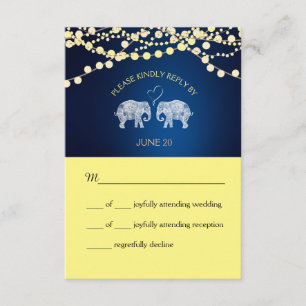 TONS OF LOVE/Elephant Night Lights Wedding RSVP Card