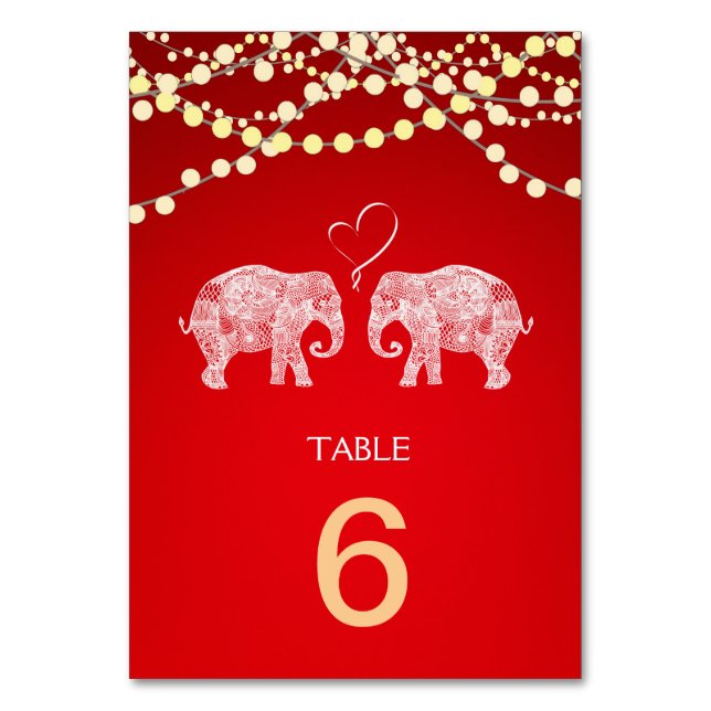 TONS OF LOVE-Elephant Strings of Lights Menu+ Table Number (Front)