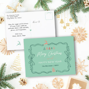 Tons Rétro : Bow & Trees Doodles Carte postale de