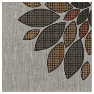 Tons Terre Tissé Floral Look Linge Tissu