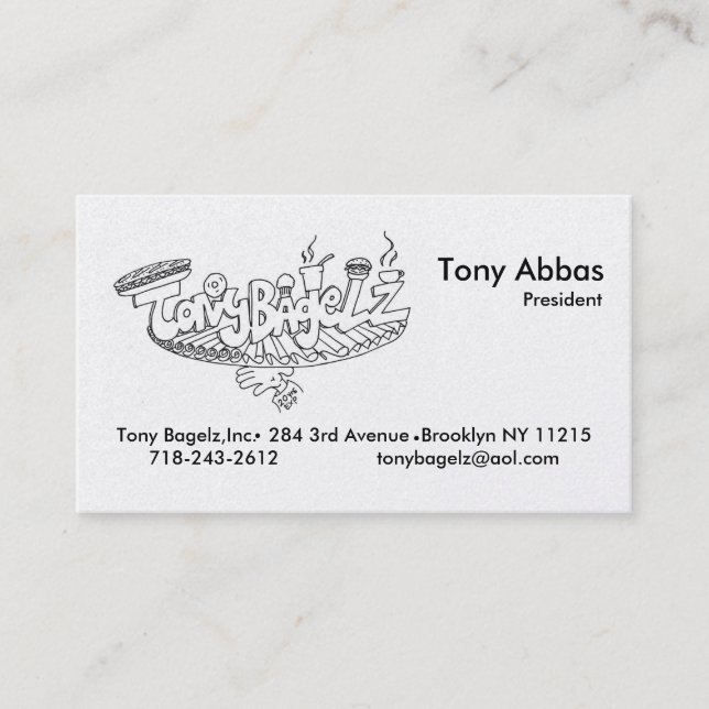 Tony Bagelz Biz Cards (Front)