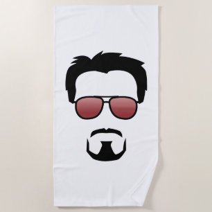 Tony Stark Hairstyle Icon With Aviator Sunglasses Beach Towel