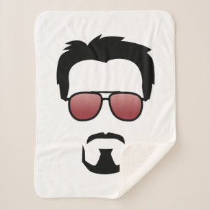 Tony Stark Hairstyle Icon With Aviator Sunglasses Sherpa Blanket